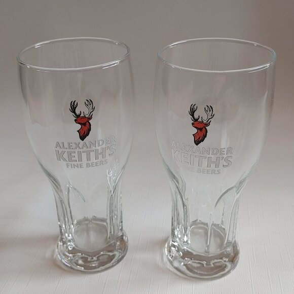 Alexander Keith's Pint Glasses PAIR Beveled Base - Picture 1 of 6